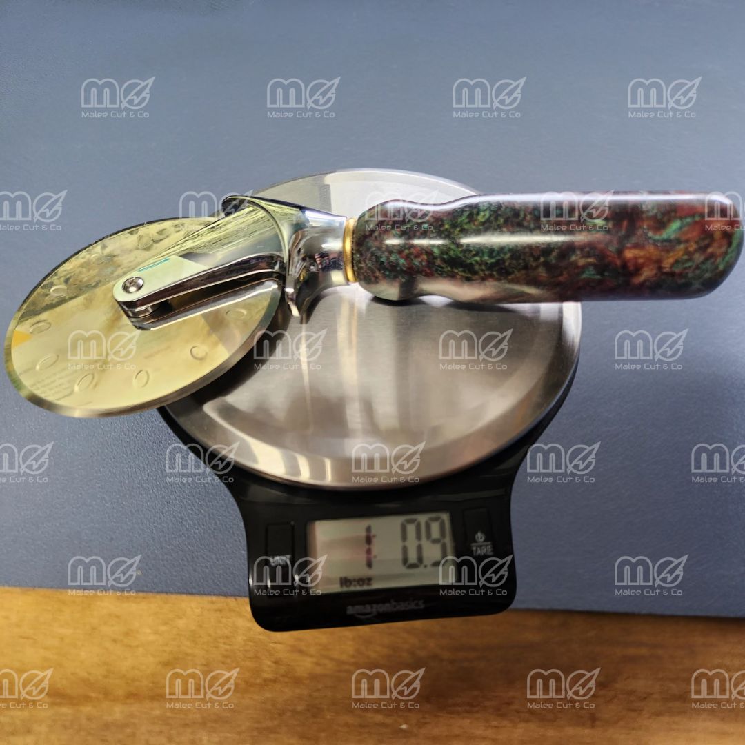 Stainless Steel Pizza Cutter – Heavy-Duty With Burl Wood Handle